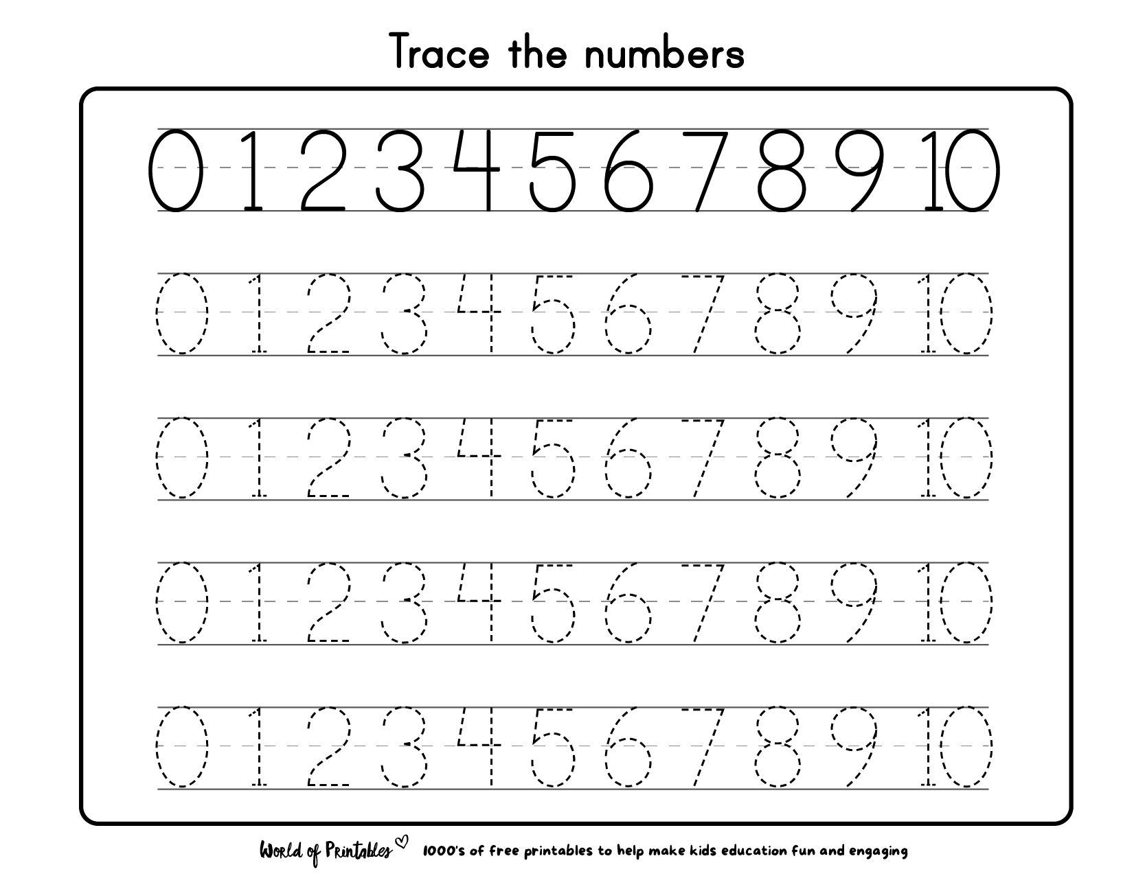 1 10 Number Tracing Worksheets Free Printable Worksheets Library