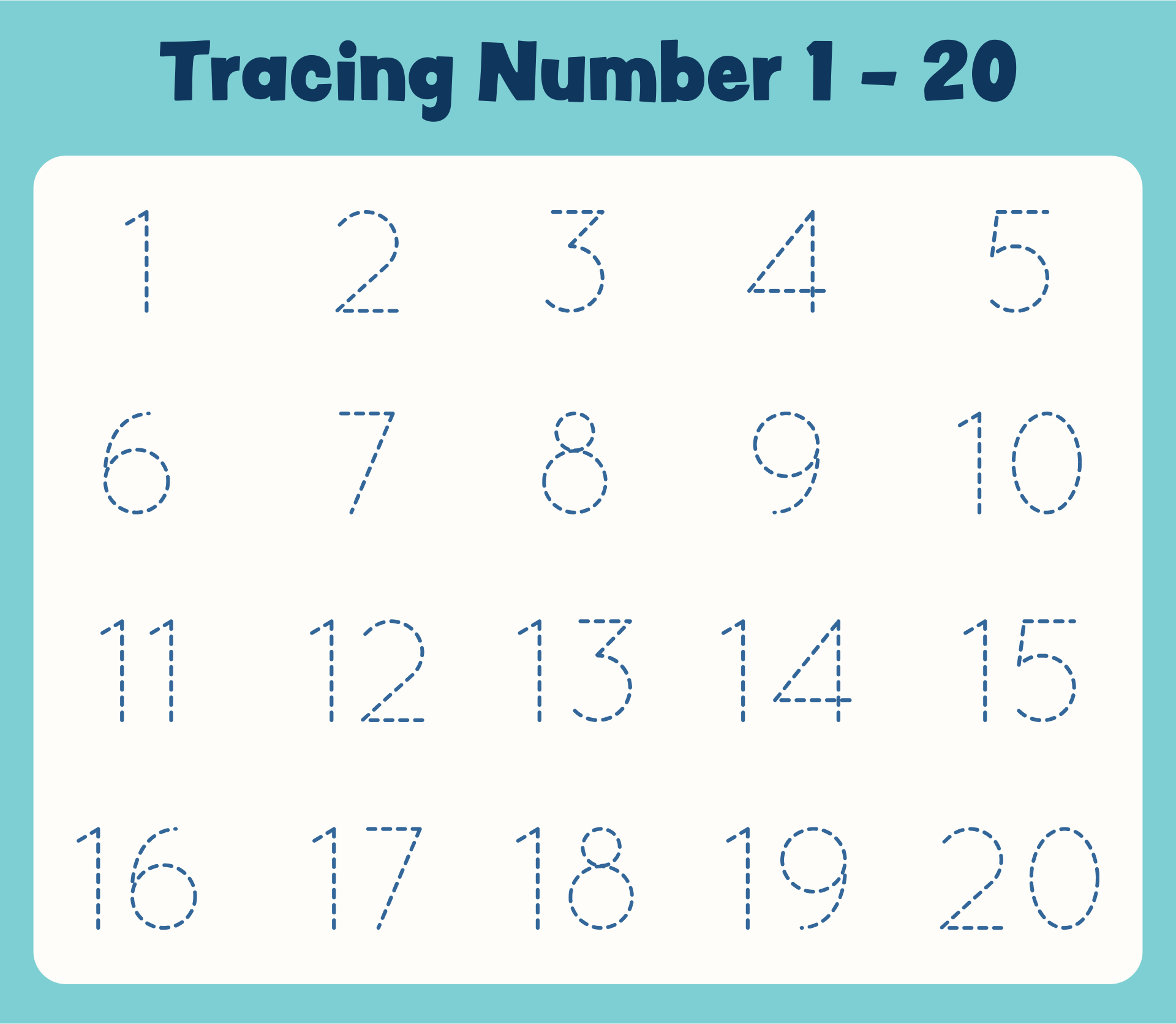 traceable number worksheets 1 20