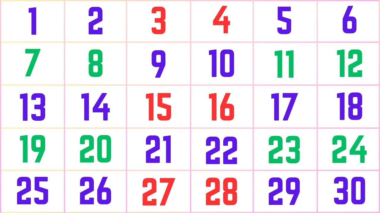 numbers from 1 30