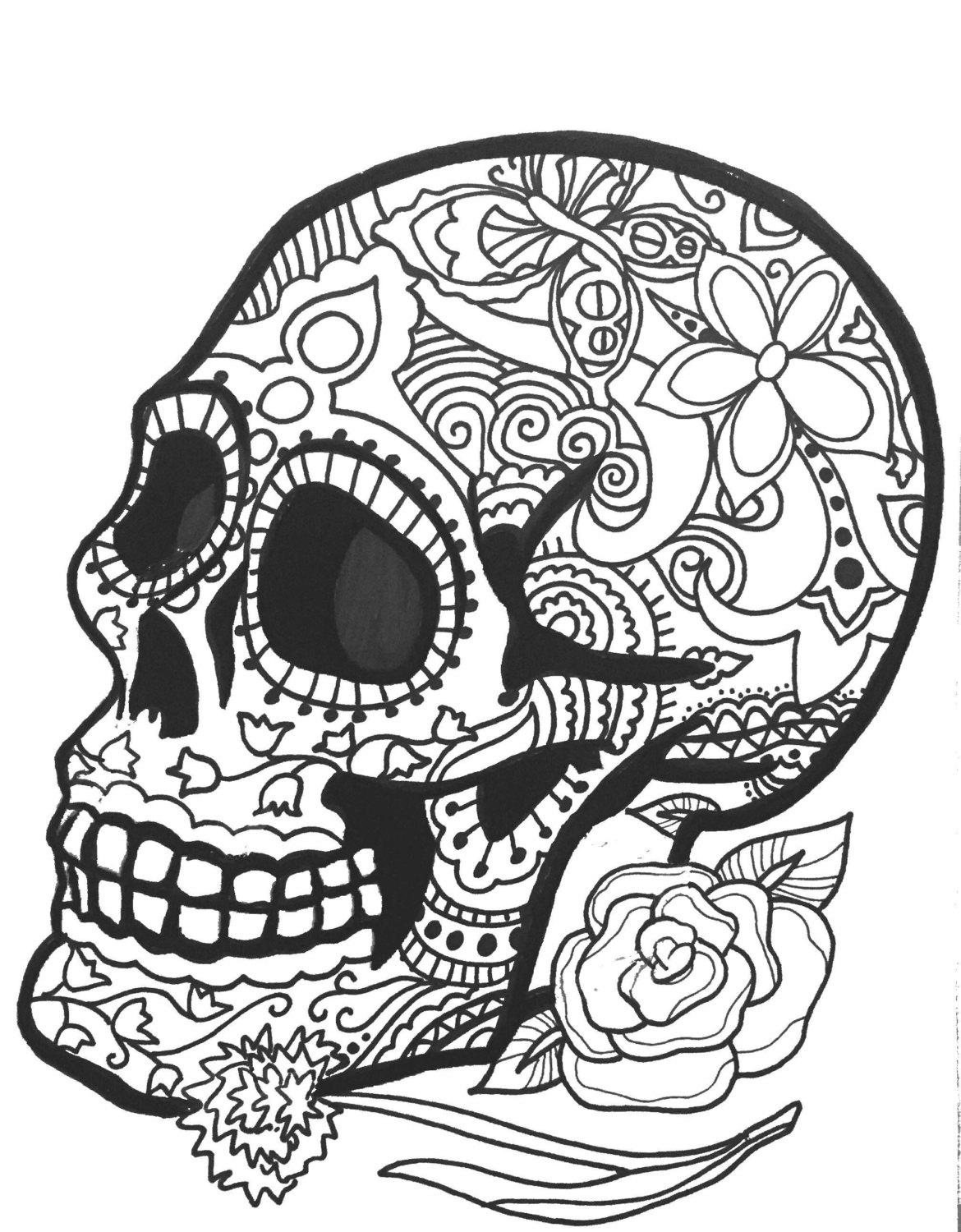 10 MORE Sugar Skull Day Of The Dead Original Art Coloring Book Pages For Adults Dias De Los Muertos Coloring Pages For Adults Printable Etsy Ireland