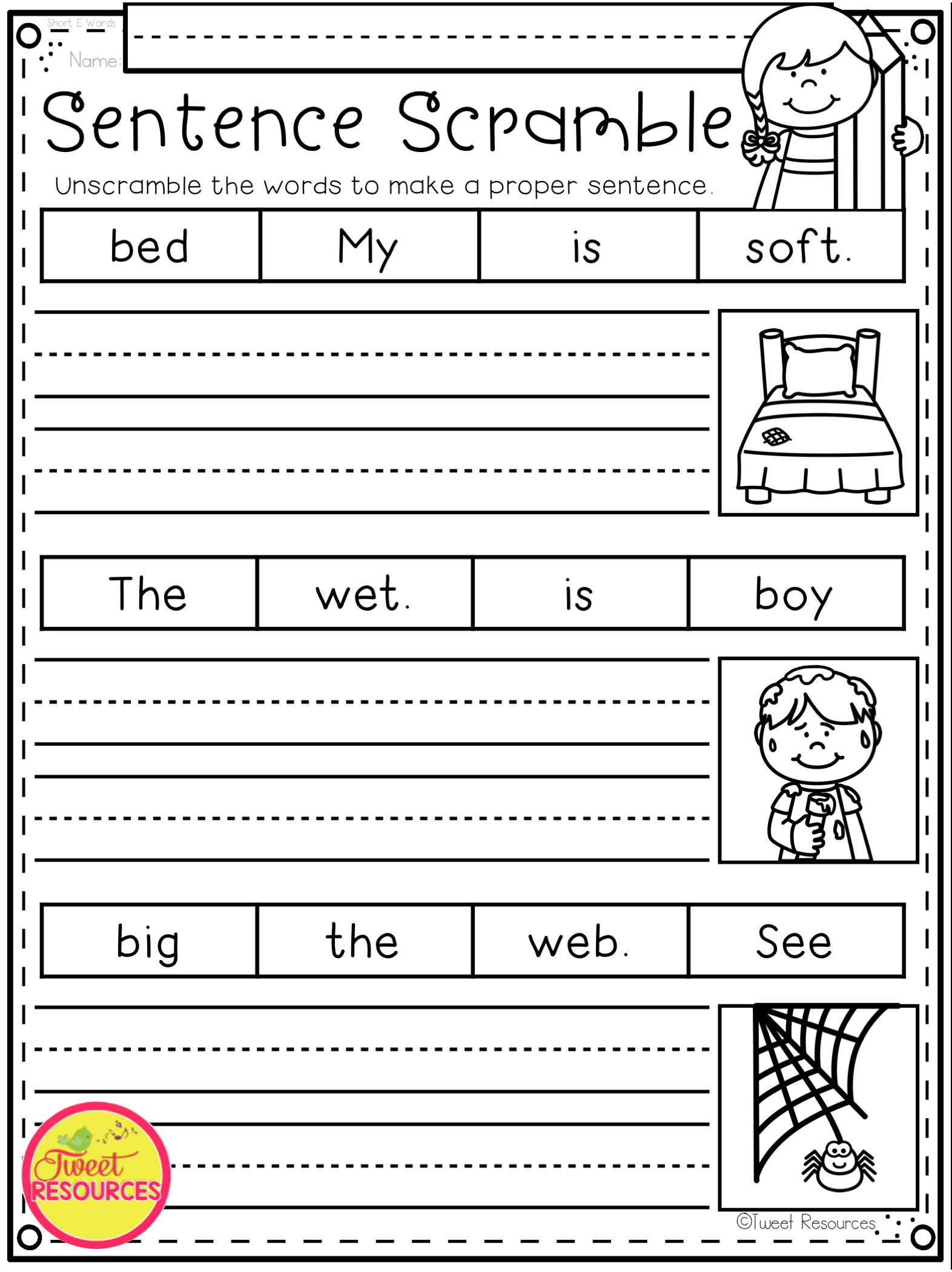 10 Rearrange The Sentence Ideas Kindergarten Writing Kindergarten Worksheets Sentence Writing