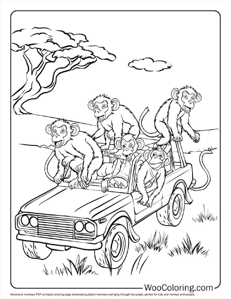 100 Monkey Coloring Pages Free PDF To Print Woo Coloring