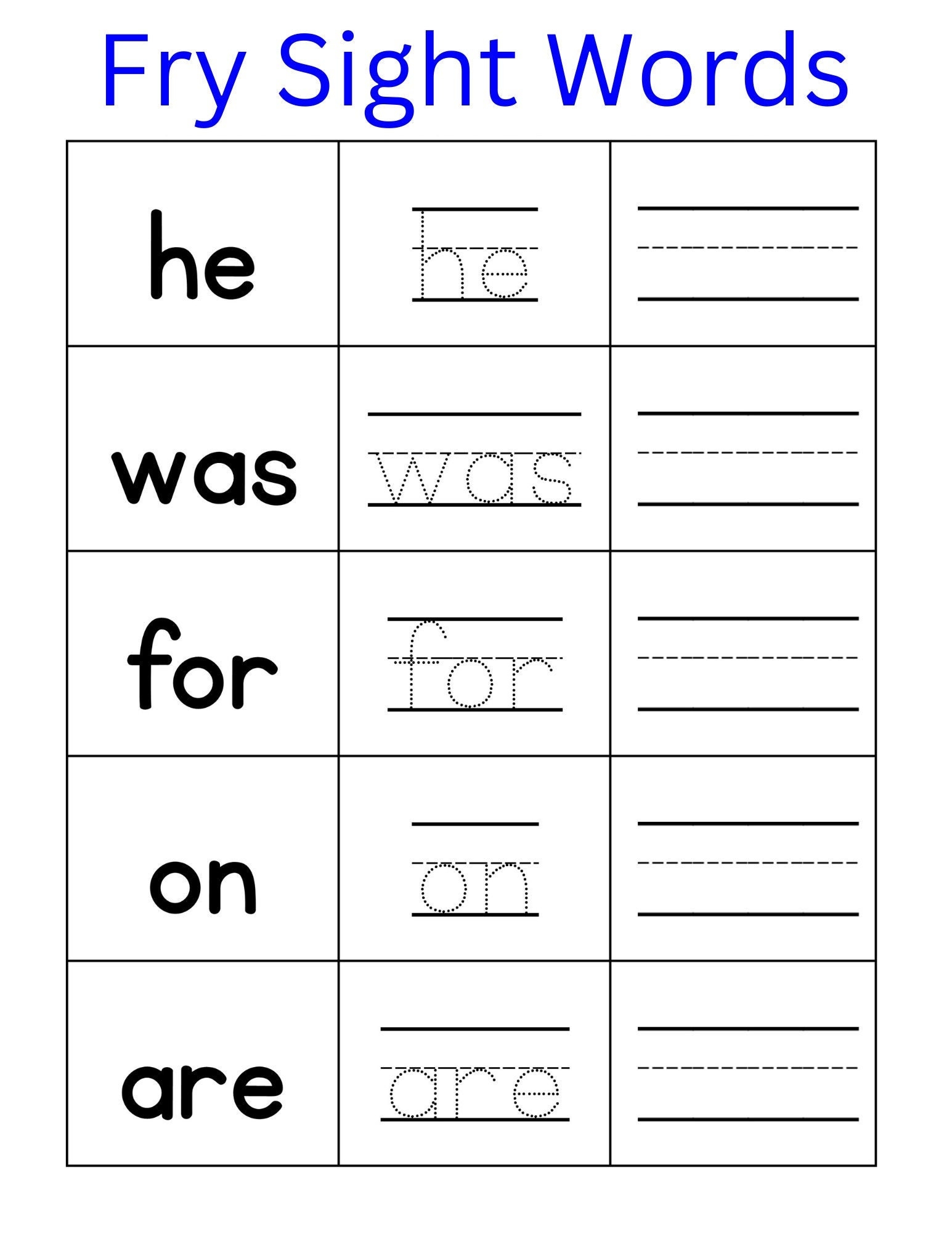 100 Printable Fry Hundred Sight Words Kindergarten Sight Word First Grade Sight Words High Frequency Word Read Trace Write Etsy