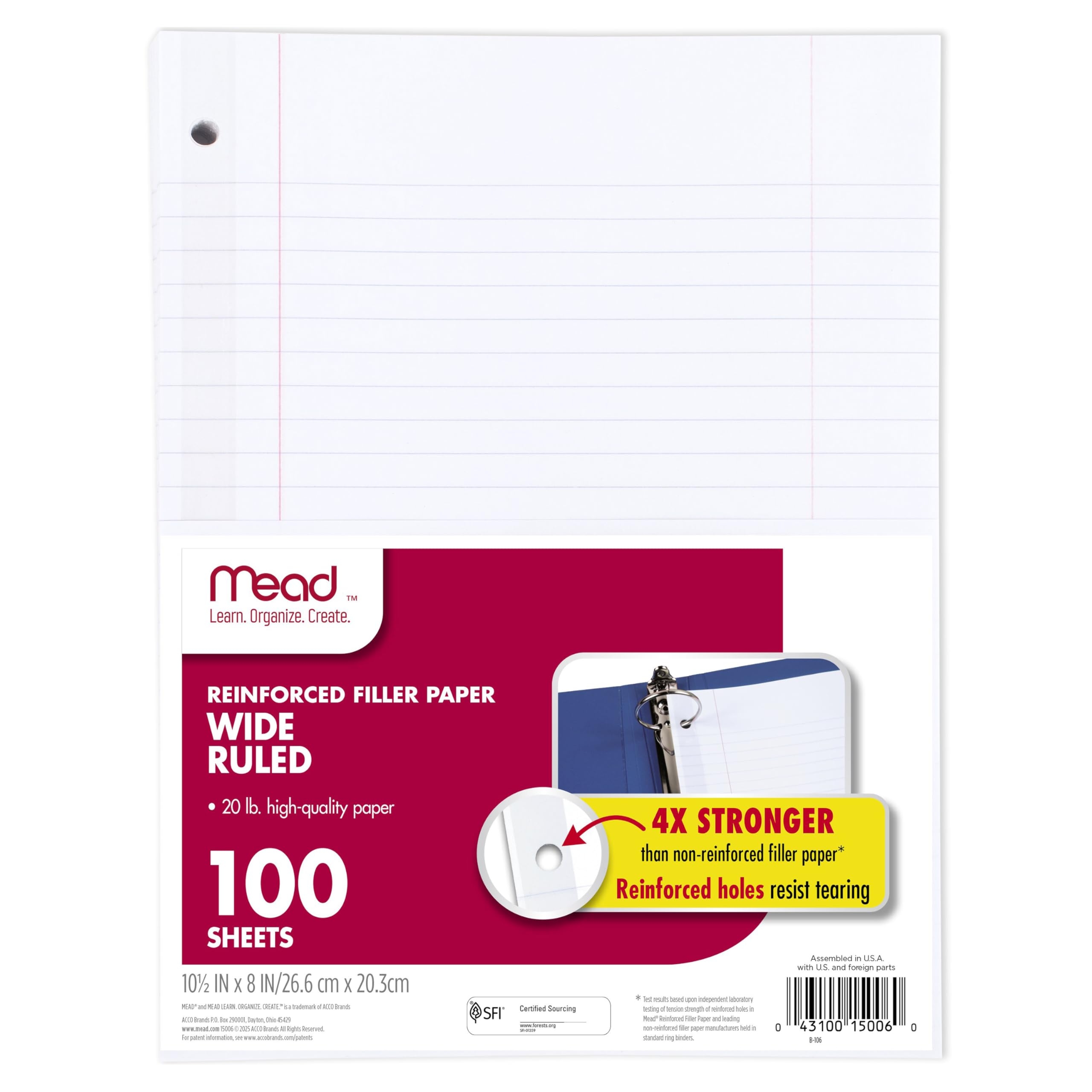 100 Sheets 15006 8 x10 5 Loose Leaf Paper Wide Ruled Filler Reinforced EBay 100 Sheets 15006 8 x10 5 Loose Leaf Paper Wide Ruled Filler Reinforced EBay
