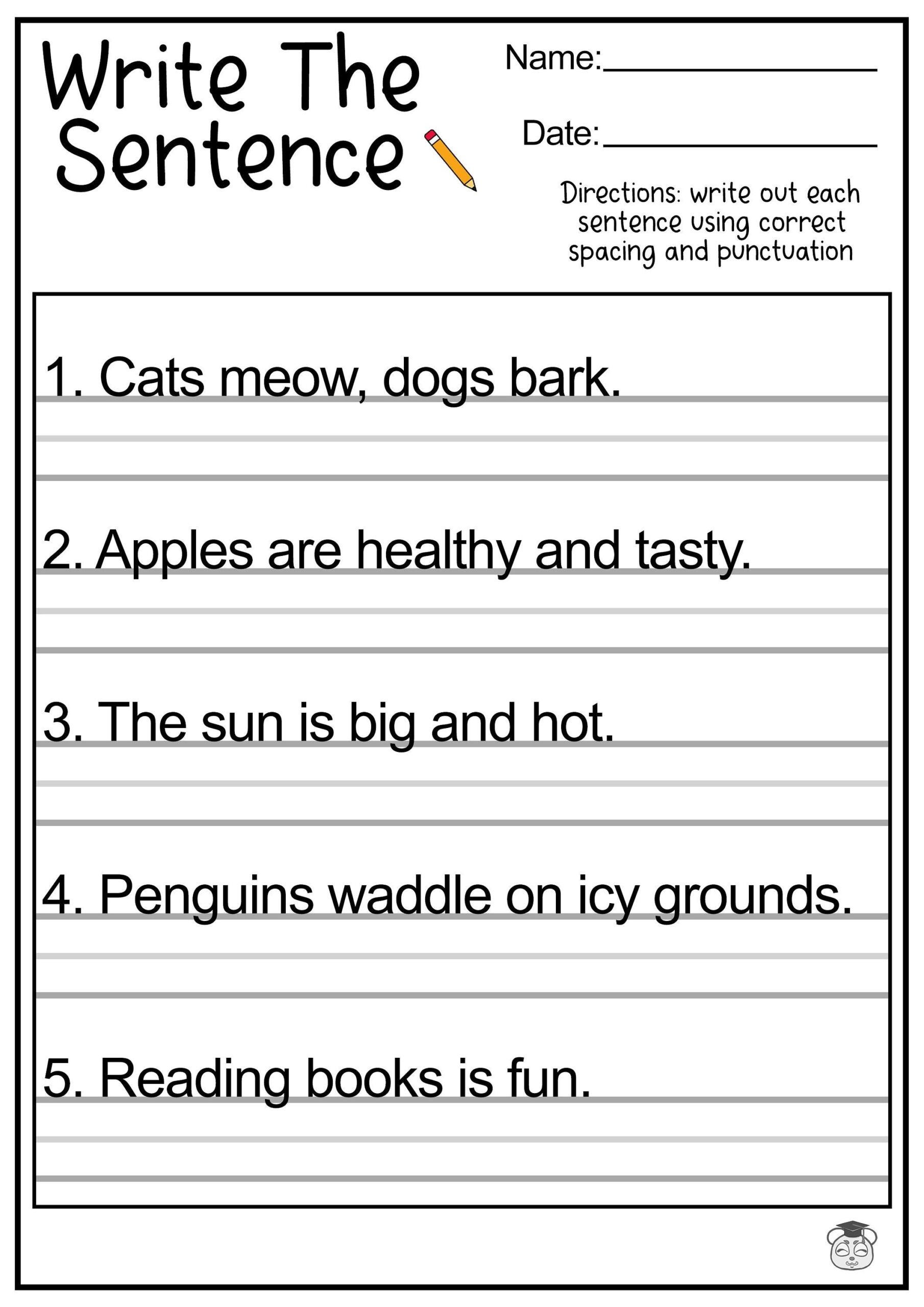 making sentences worksheets