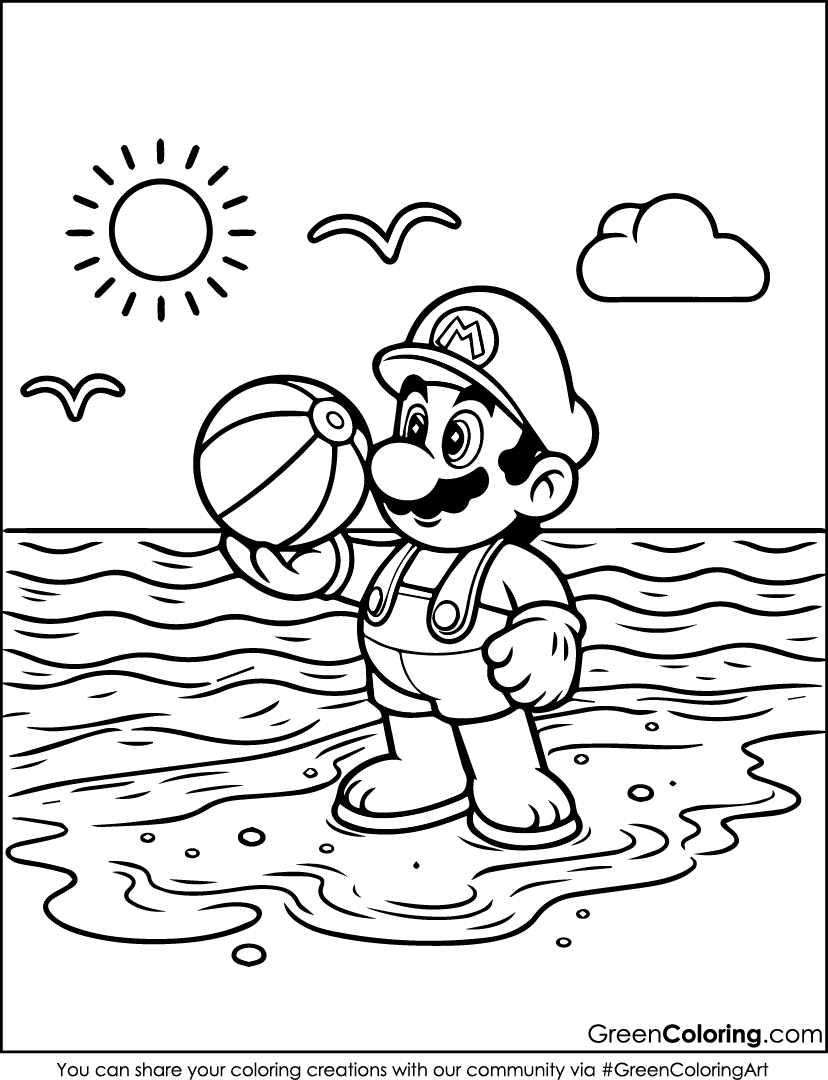 mario coloring pages free