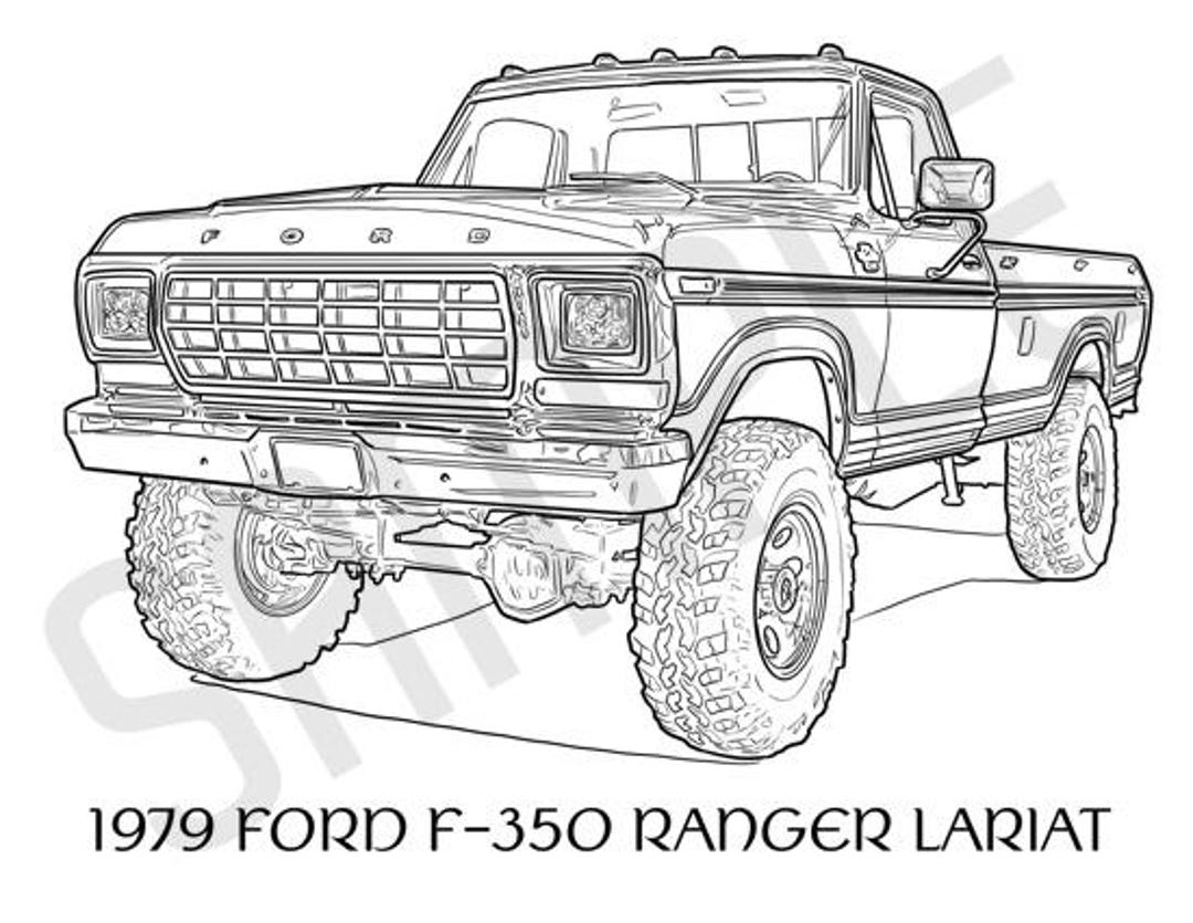 1979 FORD F 350 RANGER Pickup Truck Adult Coloring Page Printable Coloring Pages Coloring Page Adults Digital Instant Download 2 Pages Etsy