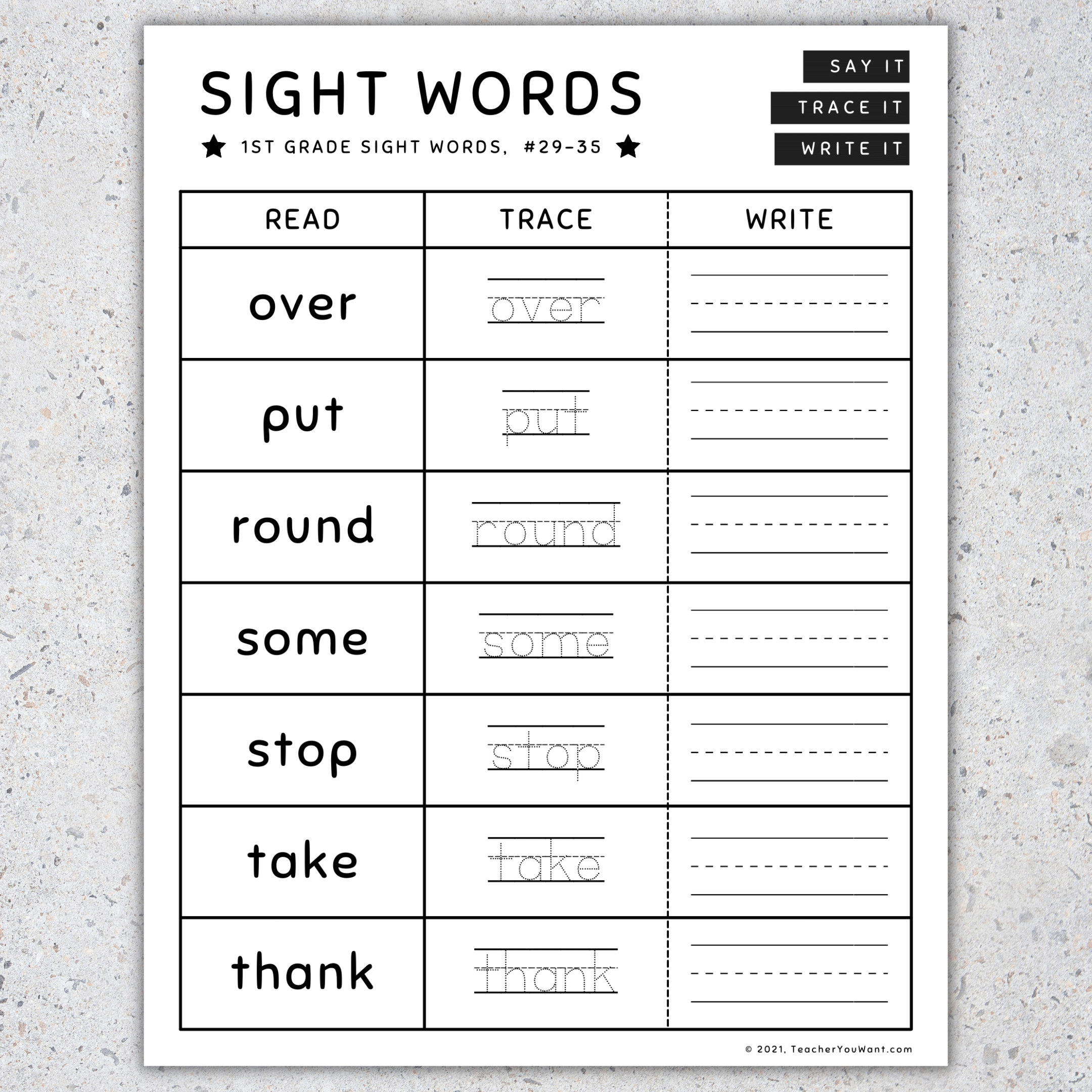 1st Grade Sight Words Read Trace Write Worksheets Activities SET 4 Made By Teachers