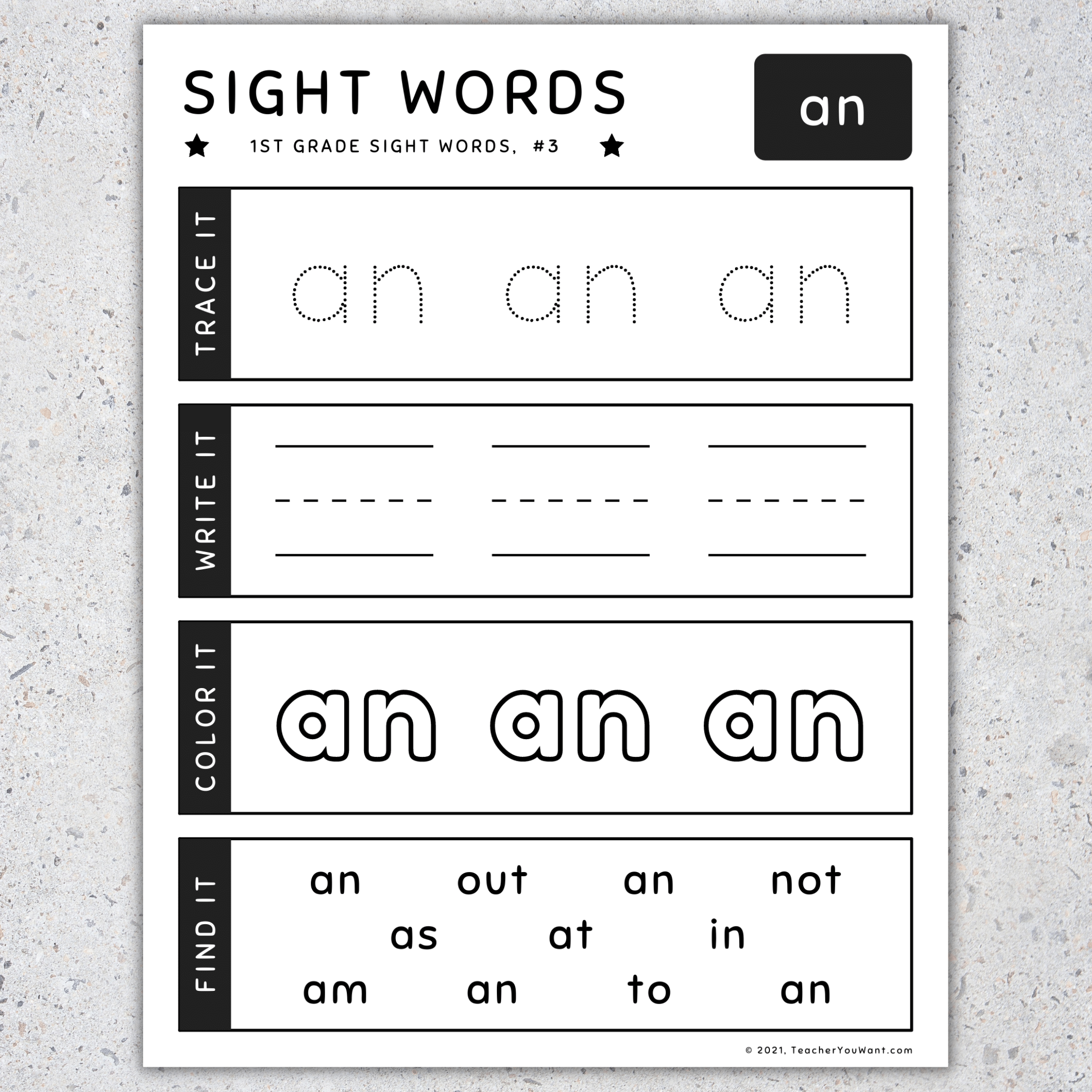 1st Grade Sight Words Trace Write Color And Find It Worksheets SET 5 Made By Teachers