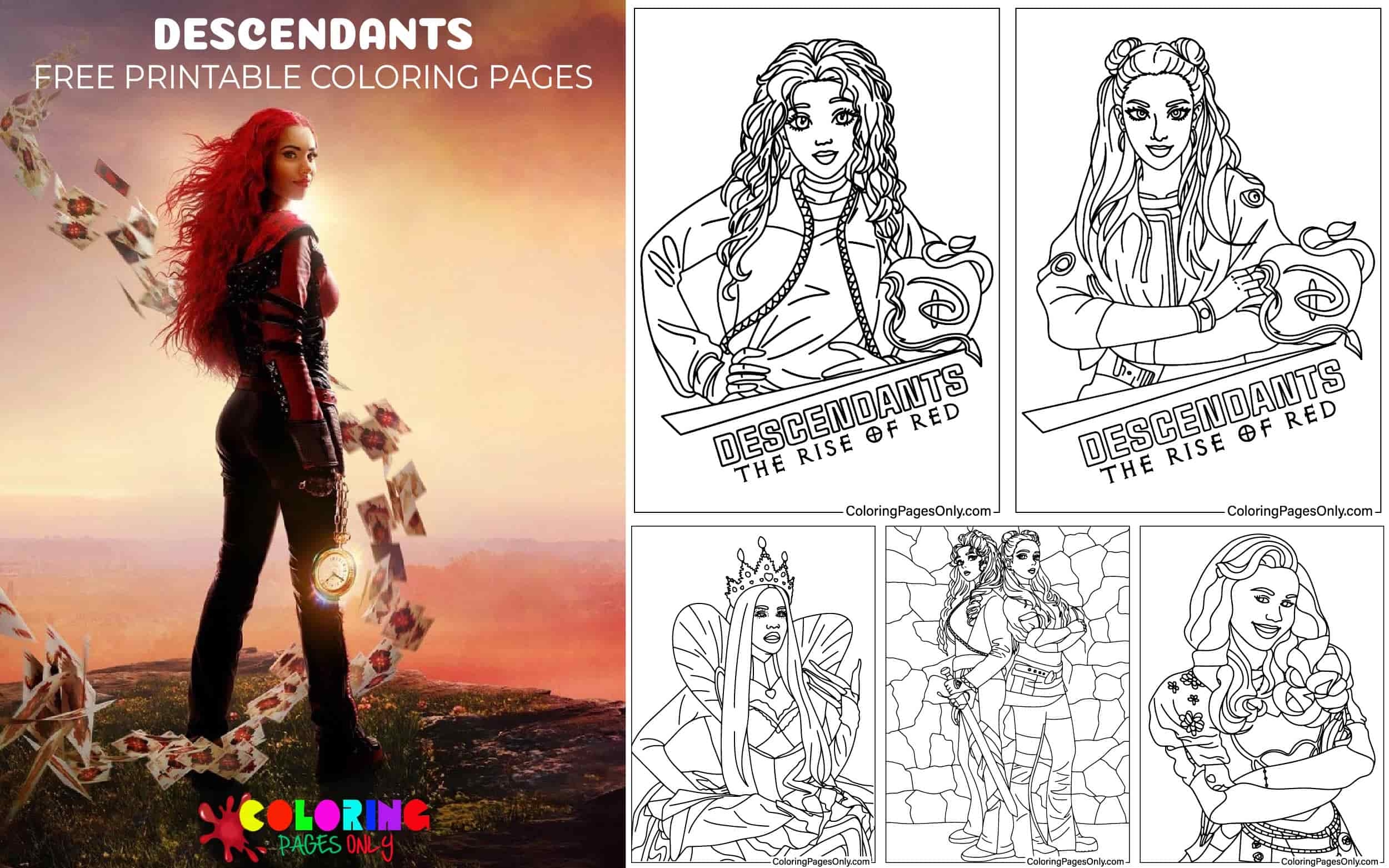 descendants the rise of red coloring pages