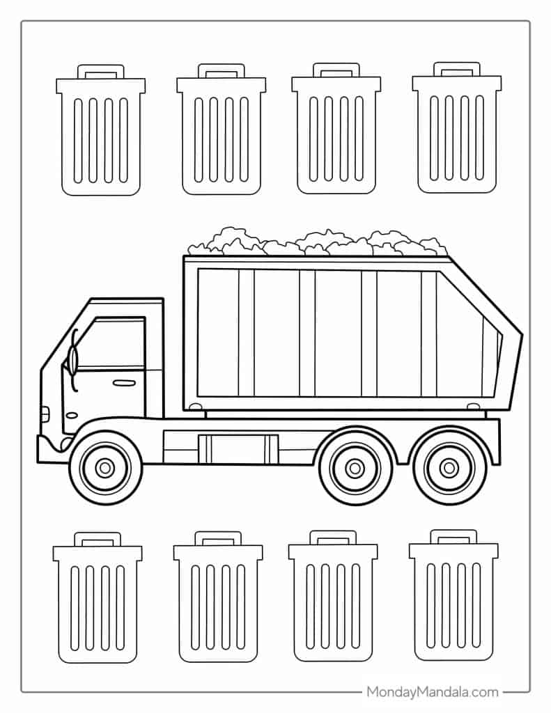 bin lorry colouring pages