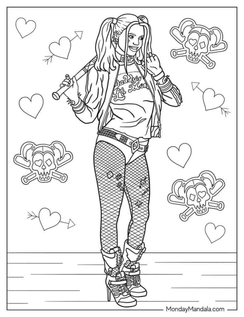 20 Harley Quinn Coloring Pages Free PDF Printables
