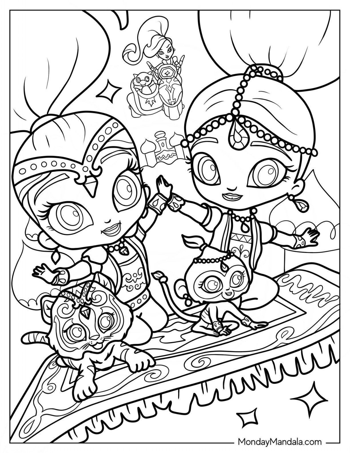 20 Shimmer And Shine Coloring Pages Free Printables 