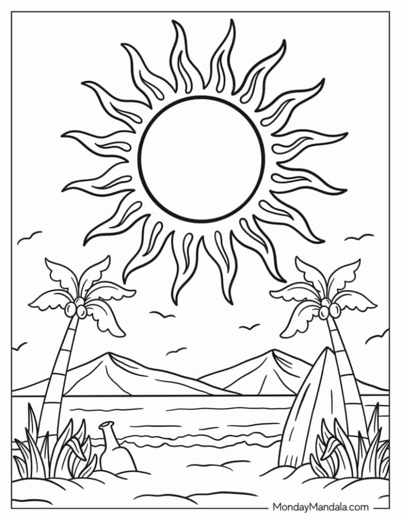 20 Sun Coloring Pages Free PDF Printables 