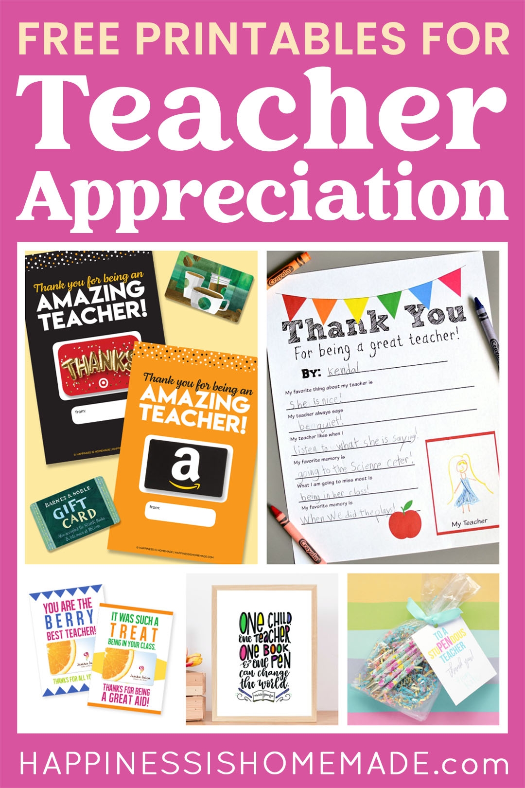 20 Teacher Appreciation Printables Happiness Is Homemade
