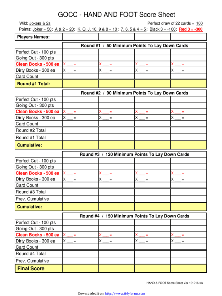 2016 2025 Form GOCC Hand And Foot Score Sheet Fill Online Printable Fillable Blank PdfFiller 2016 2025 Form GOCC Hand And Foot Score Sheet Fill Online Printable Fillable Blank PdfFiller