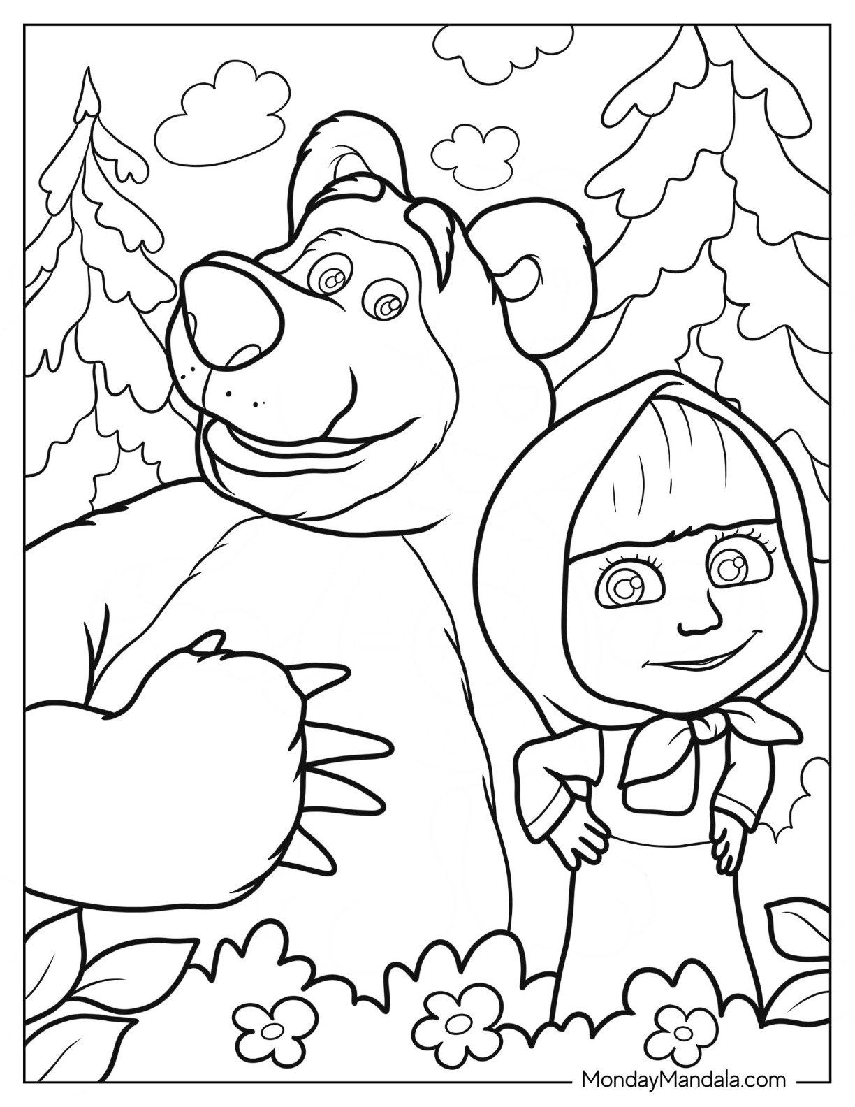24 Masha The Bear Coloring Pages Free PDF Printables