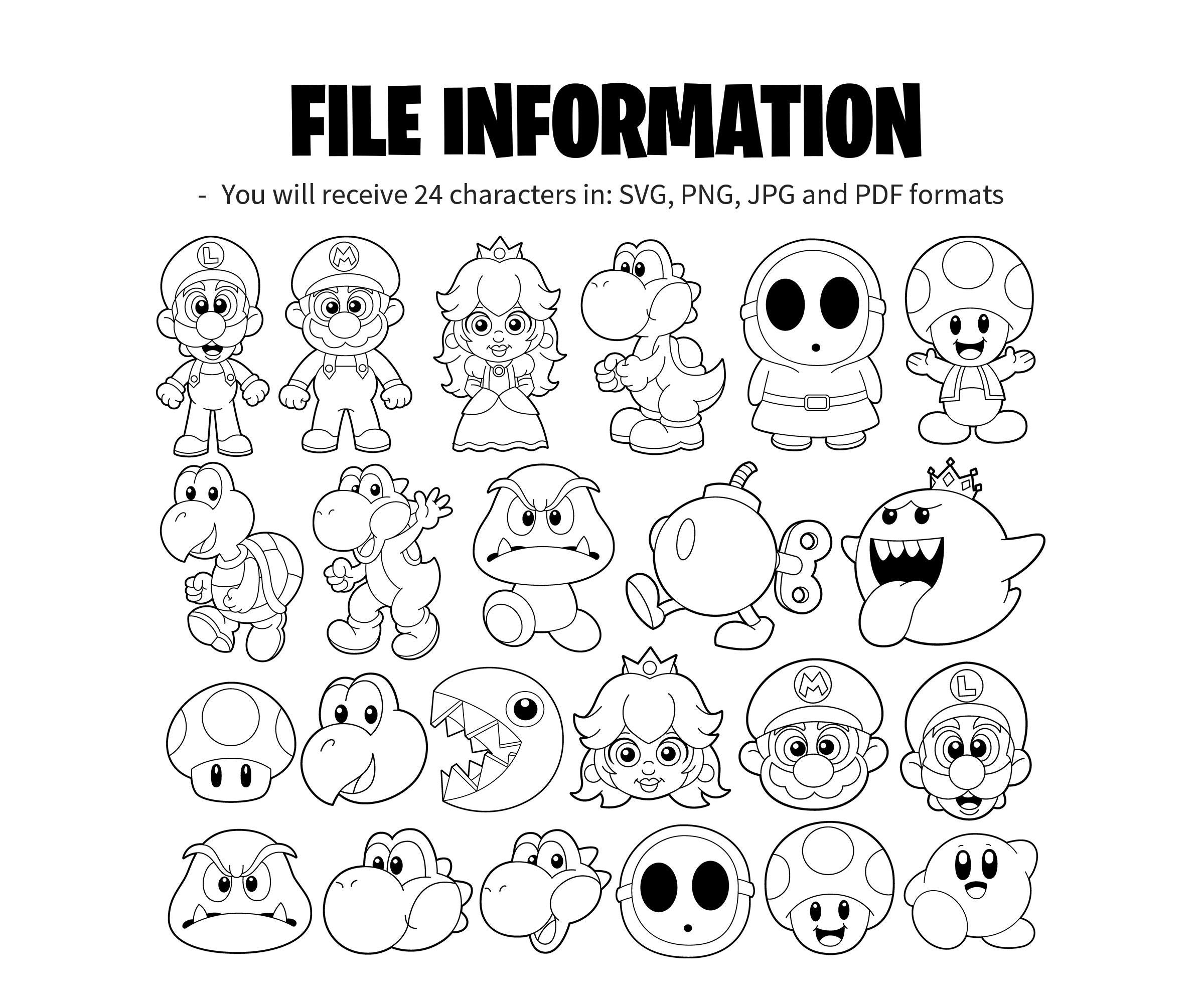 24 Super Mario Printable Coloring Pages A4 Coloring Book For Kids Coloring Pages PDF Printable Coloring Pages Super Mario Gaming Bundle Etsy Finland