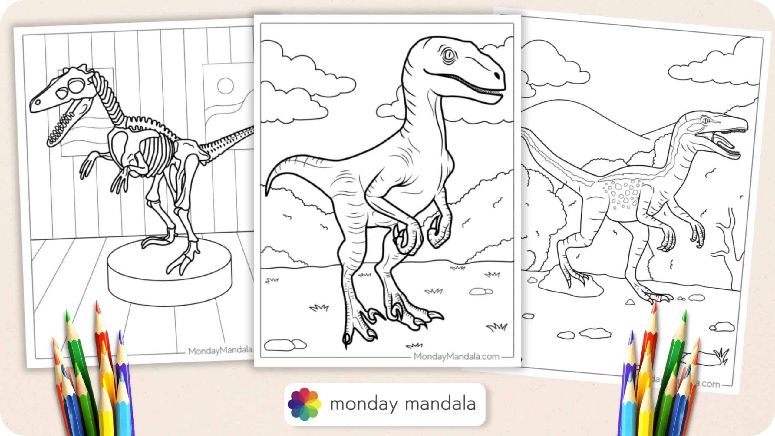 24 Velociraptor Coloring Pages Free PDF Printables 