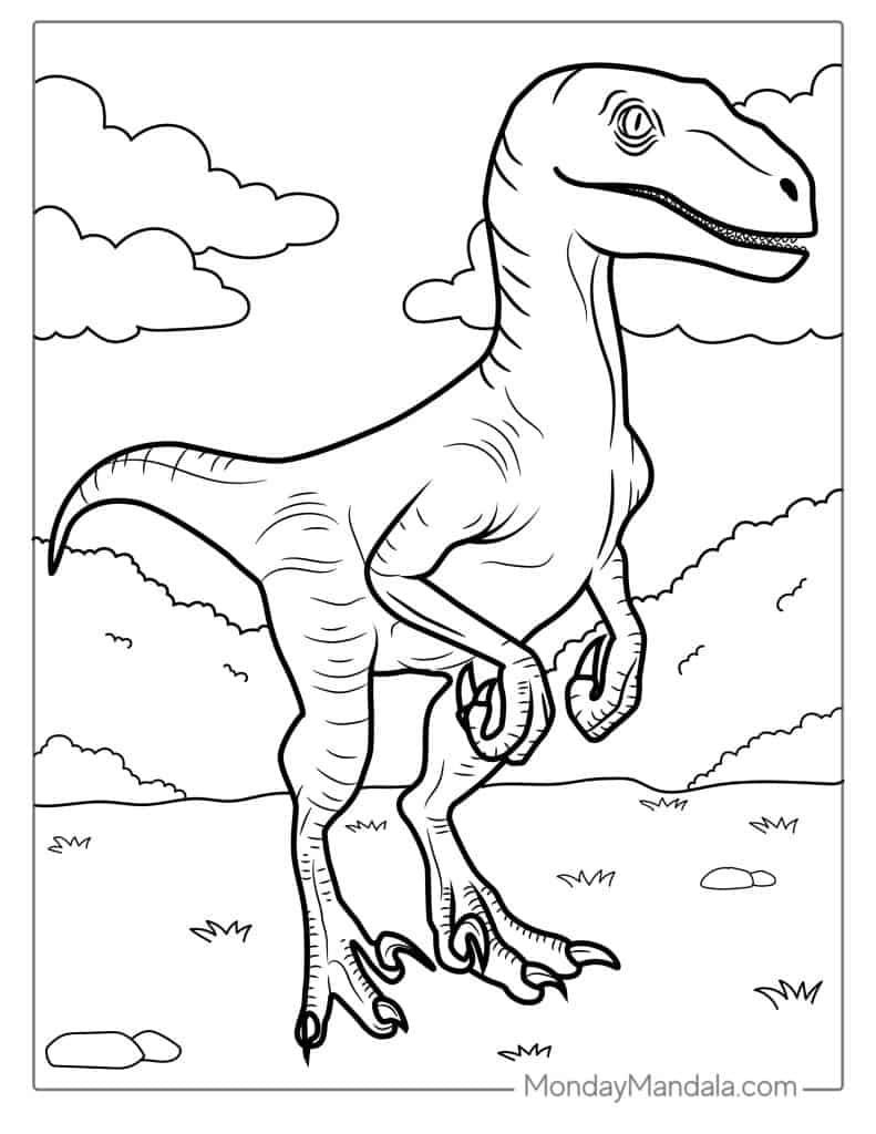 24 Velociraptor Coloring Pages Free PDF Printables