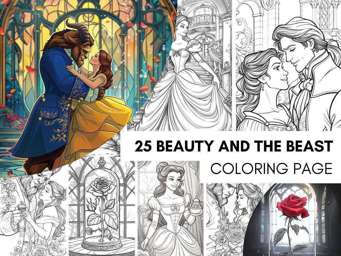 25 Beauty And The Beast Coloring Book Printable Fairytale Princess Coloring Pages Grayscale Coloring Book For Adults And Kids Fantasy Art Etsy 25 Beauty And The Beast Coloring Book Printable Fairytale Princess Coloring Pages Grayscale Coloring Book For Adults And Kids Fantasy Art Etsy