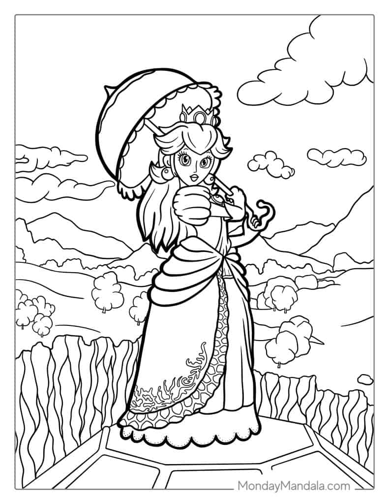 25 Princess Peach Coloring Pages Free PDF Printables 