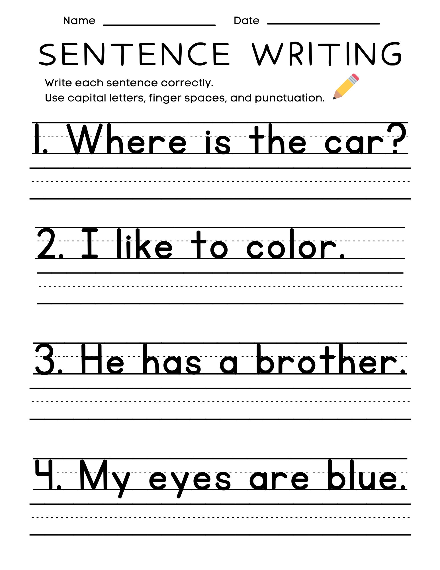 25 Printable Sentence Writing Worksheets Write The Sentence Worksheets Practice Writing Activity 1st 3rd Grade ELA Worksheets Etsy Israel