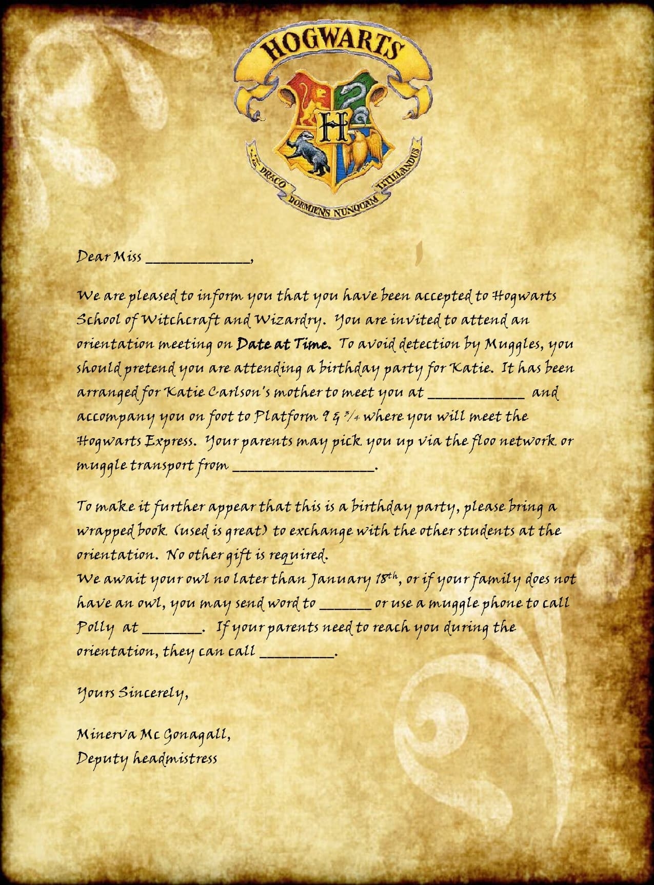 29 Printable Hogwarts Acceptance Letter Templates 29 Printable Hogwarts Acceptance Letter Templates