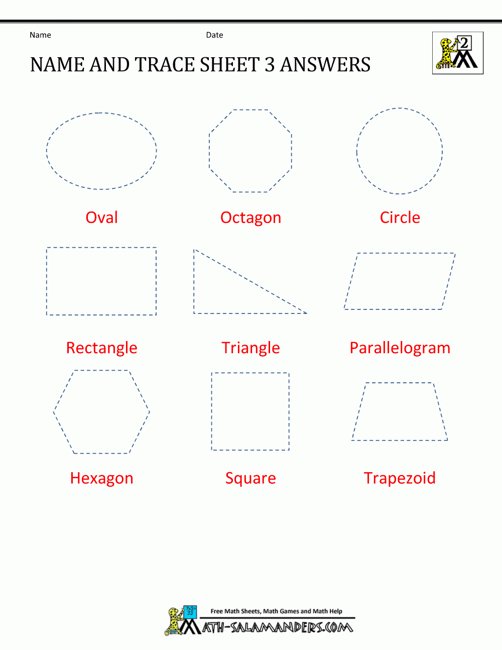 shapes tracing sheet
