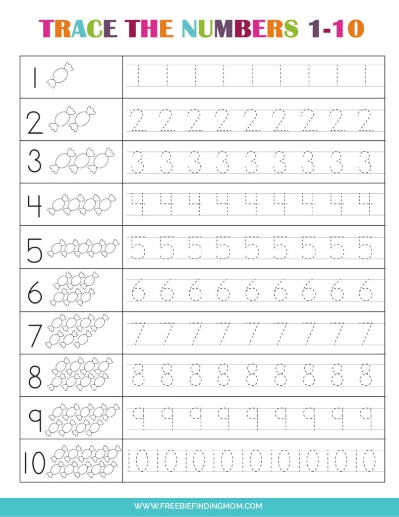 worksheet with numbers 1 10