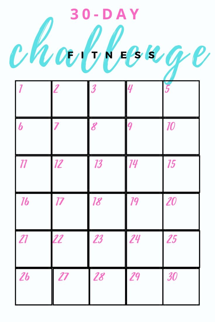 30 Day Fitness Challenge Printable Schedule 30 Day Fitness Challenge Printable Schedule