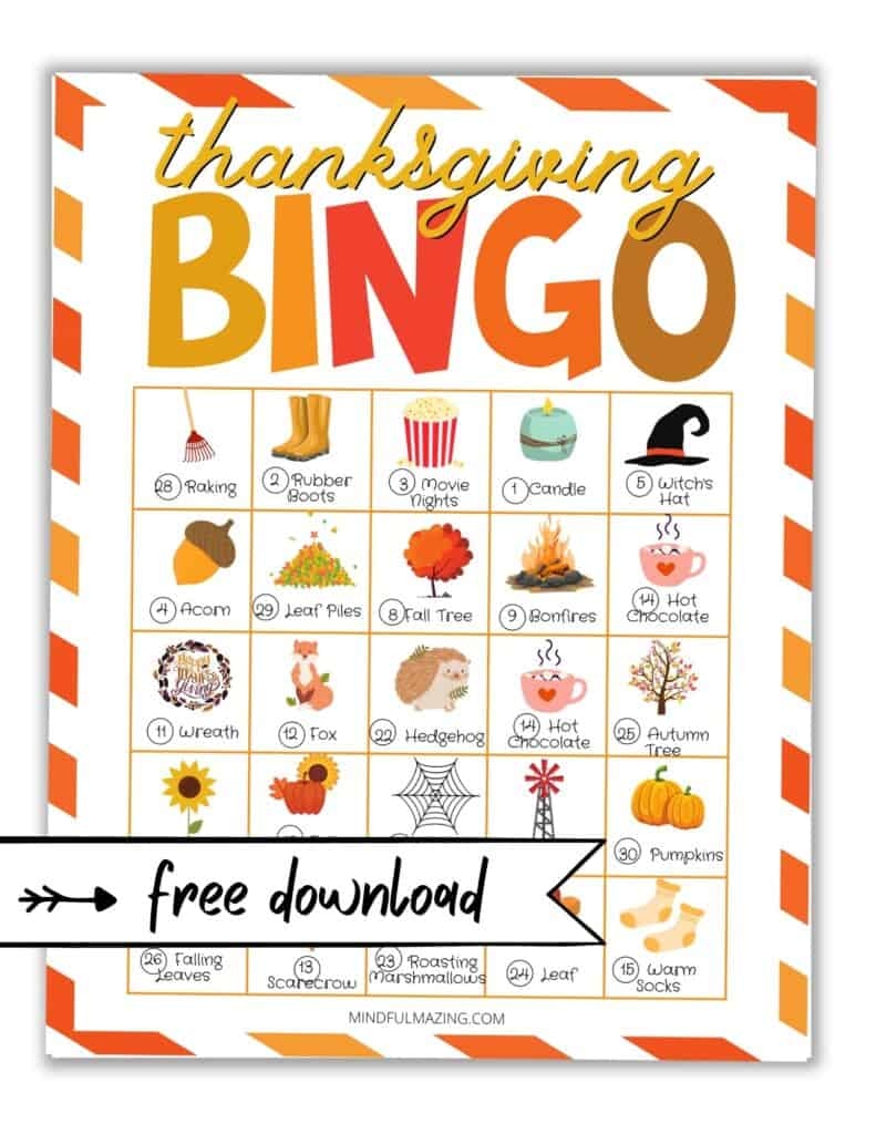 30 Free Printable Thanksgiving Bingo Cards For Kids Mindfulmazing 30 Free Printable Thanksgiving Bingo Cards For Kids Mindfulmazing