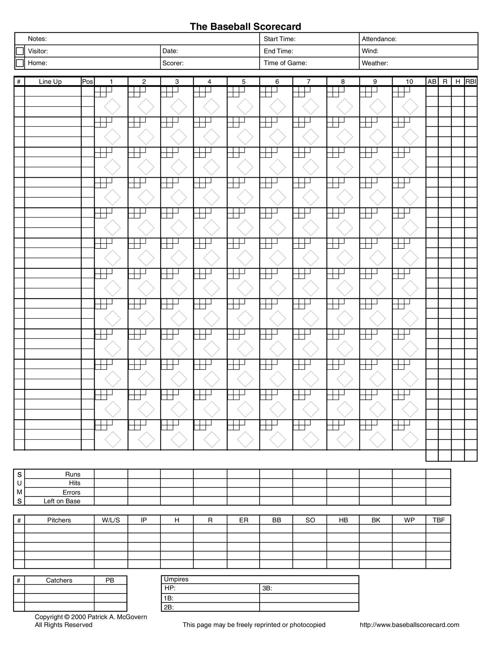 30 Printable Baseball Scoresheet Scorecard Templates TemplateLab 30 Printable Baseball Scoresheet Scorecard Templates TemplateLab