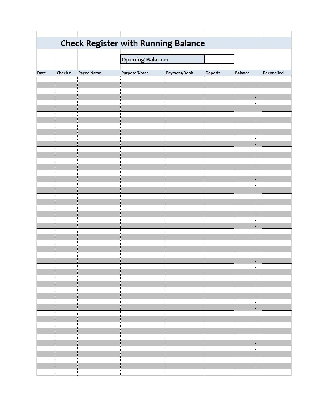 printable check register free printable check register free