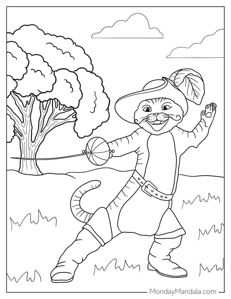 coloring pages puss in boots