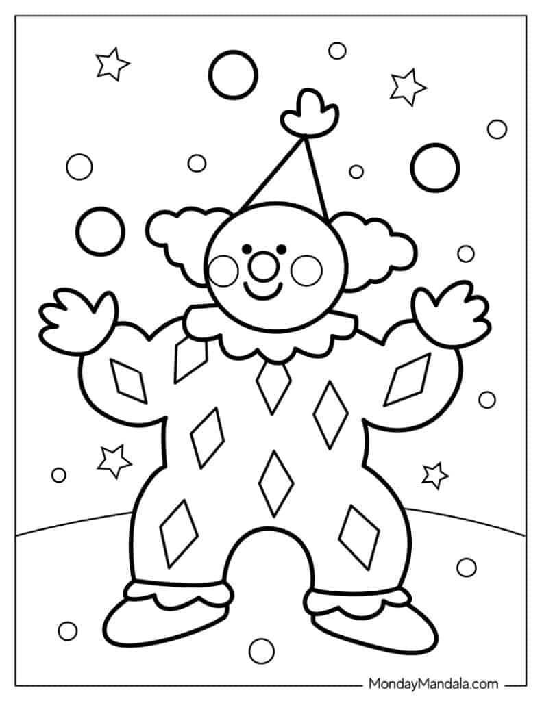 clown printable coloring pages