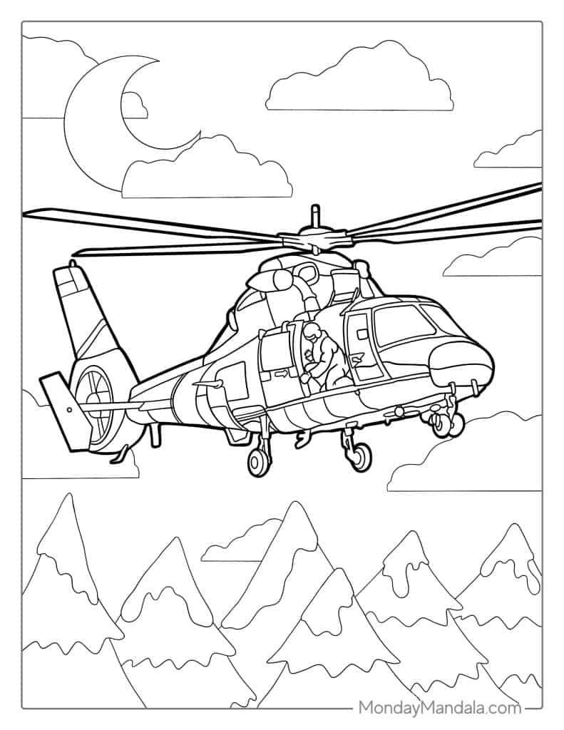36 Helicopter Coloring Pages Free PDF Printables