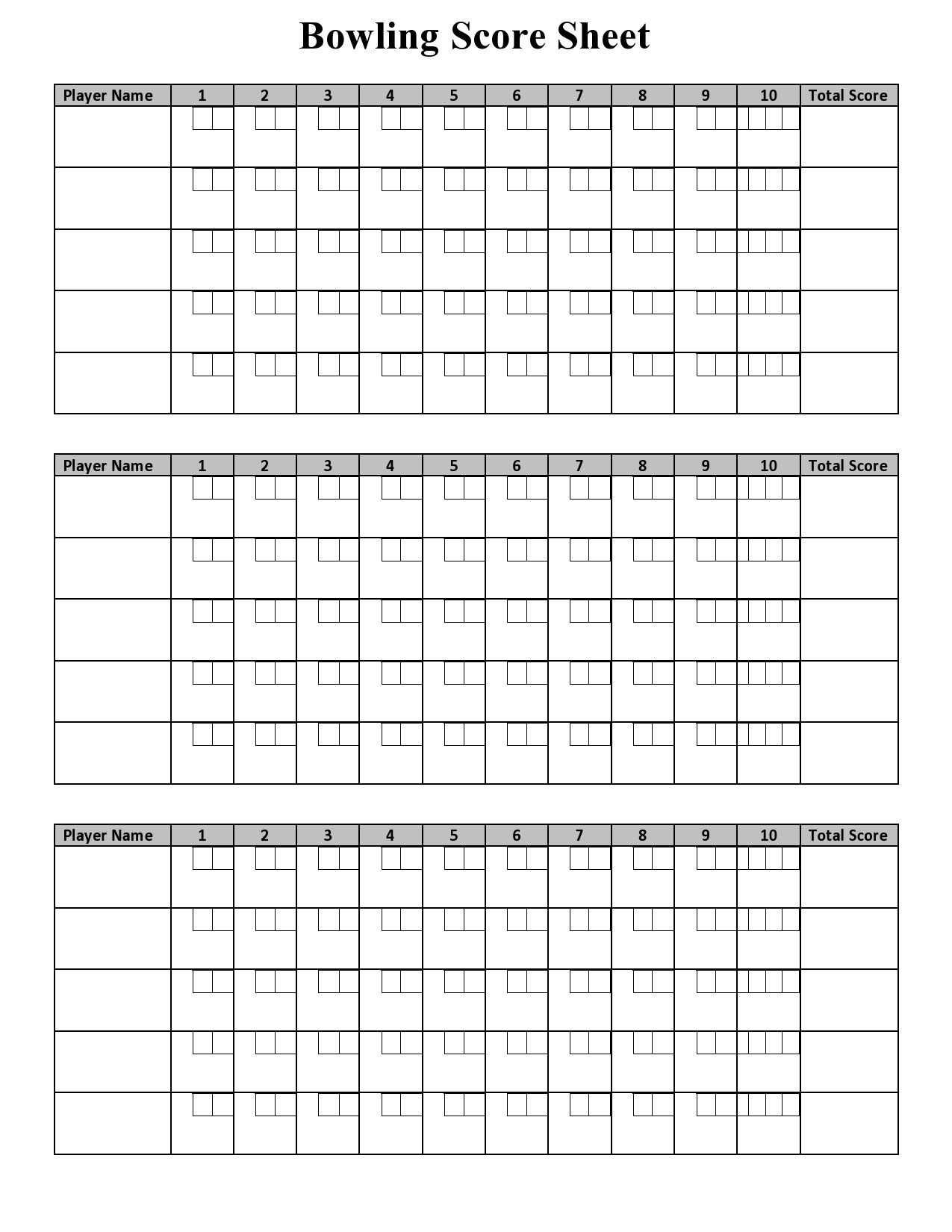 36 Printable Bowling Score Sheet Templates Examples