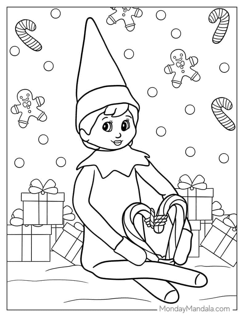 44 Elf On The Shelf Coloring Pages Free PDF Printables