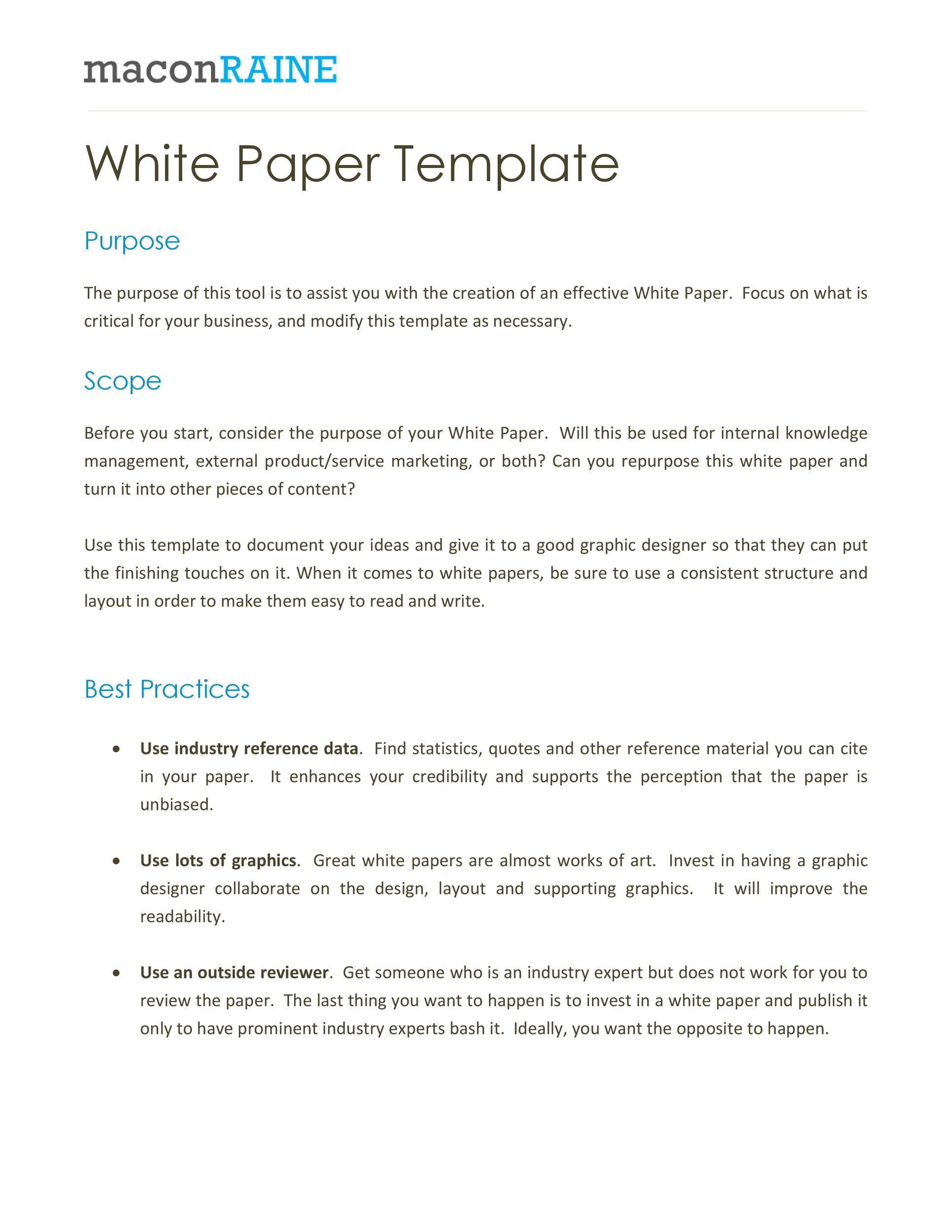 50 Best White Paper Templates MS Word TemplateLab