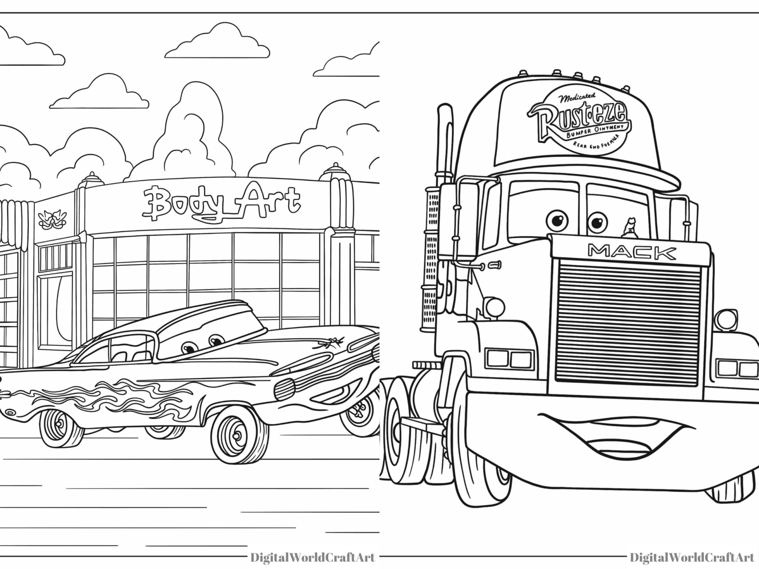 50 Cars Printable Coloring Pages Lightning Mcqueen Coloring Book Fun At Home Activity Relax And Color disney Cars Coloring Pages mcqueen Etsy