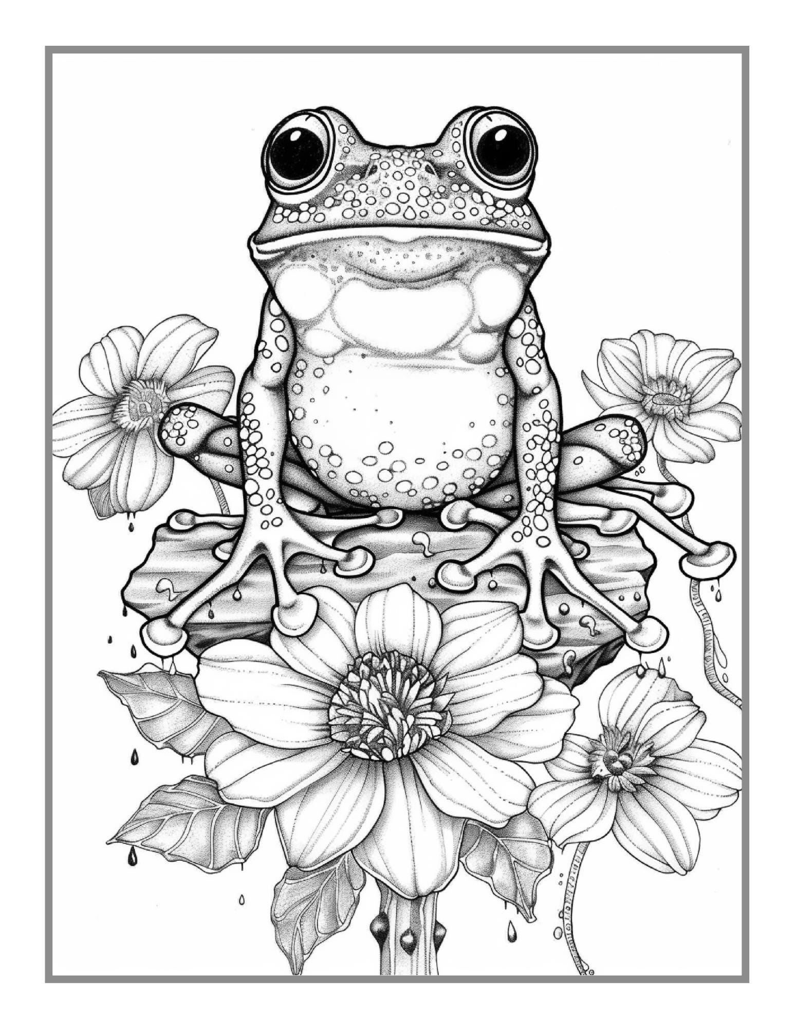 50 Pages Cute Frog Toad Coloring Book Gift For Adults Kids Men Women Boys Girls Teens Cool Frog Toad Coloring Pages Frog Coloring Sheets Etsy