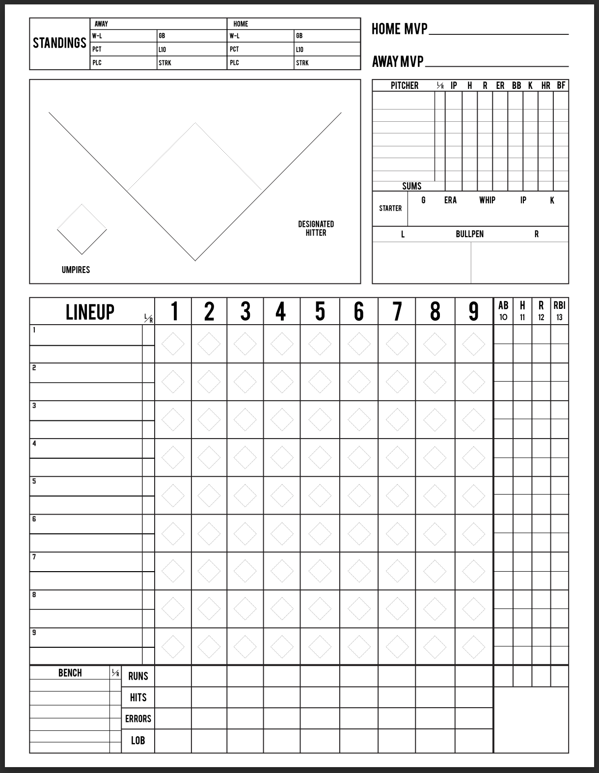 print baseball score sheet print baseball score sheet