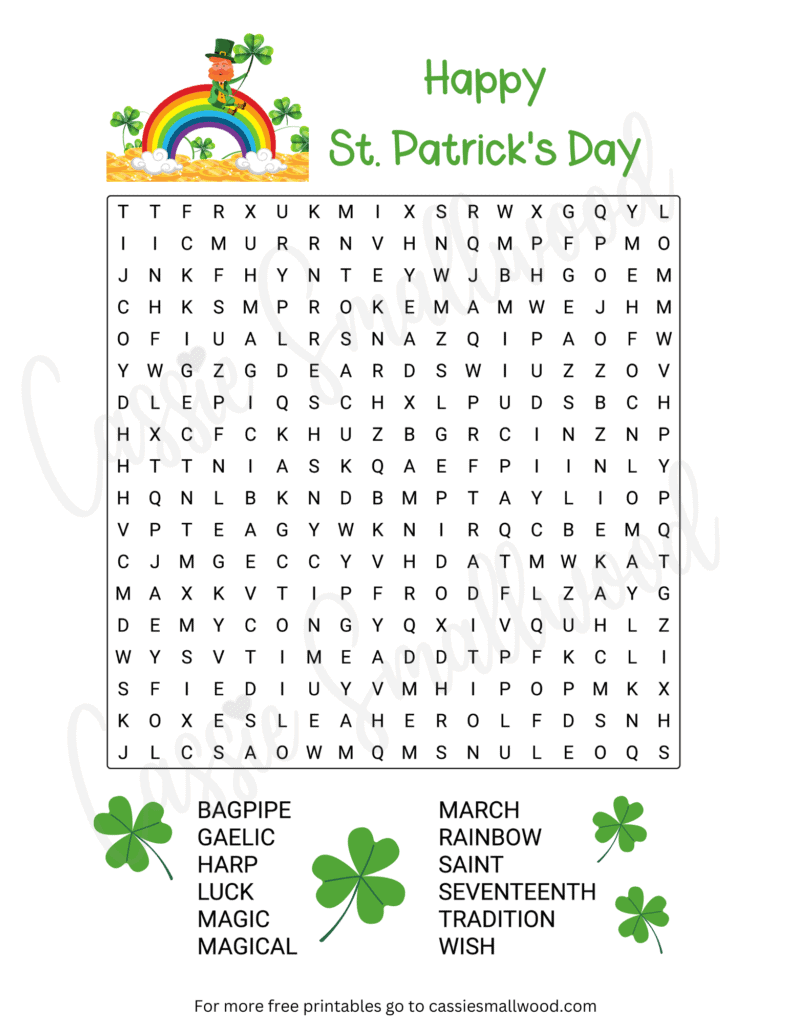 6 Fun St Patrick s Day Word Search Worksheets Cassie Smallwood 6 Fun St Patrick s Day Word Search Worksheets Cassie Smallwood
