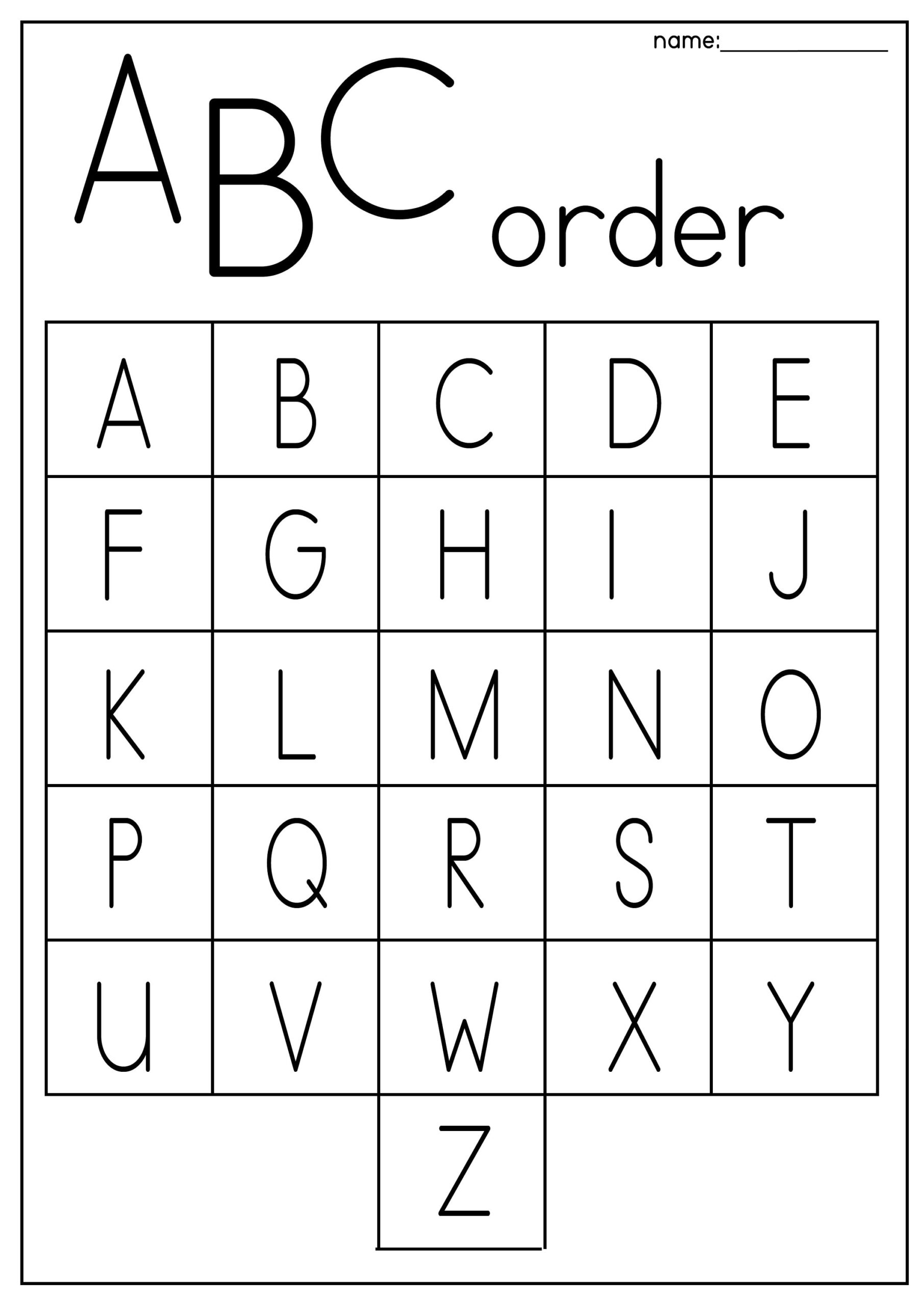 6 Printable ABC Order Work Mats worksheets Preschool kindergarten Phonics And Literacy Etsy
