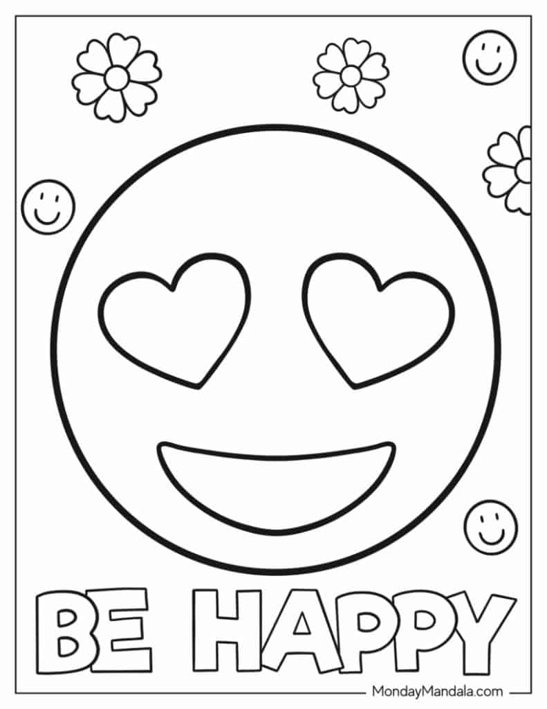 coloring page happy face