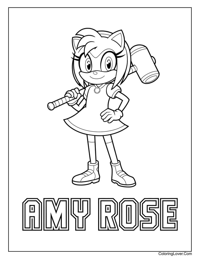 amy rose the hedgehog coloring pages