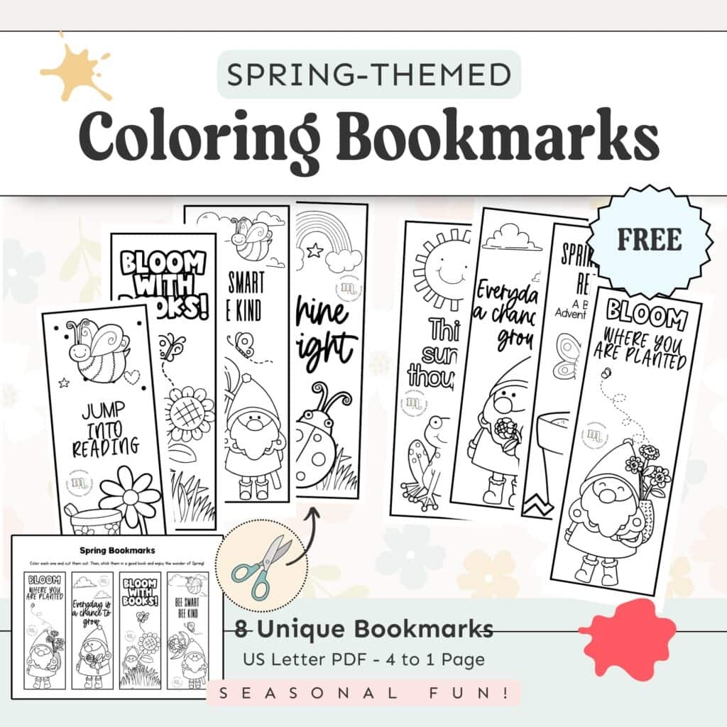 8 Free Printable Spring Coloring Bookmarks For Kids Mindfulmazing