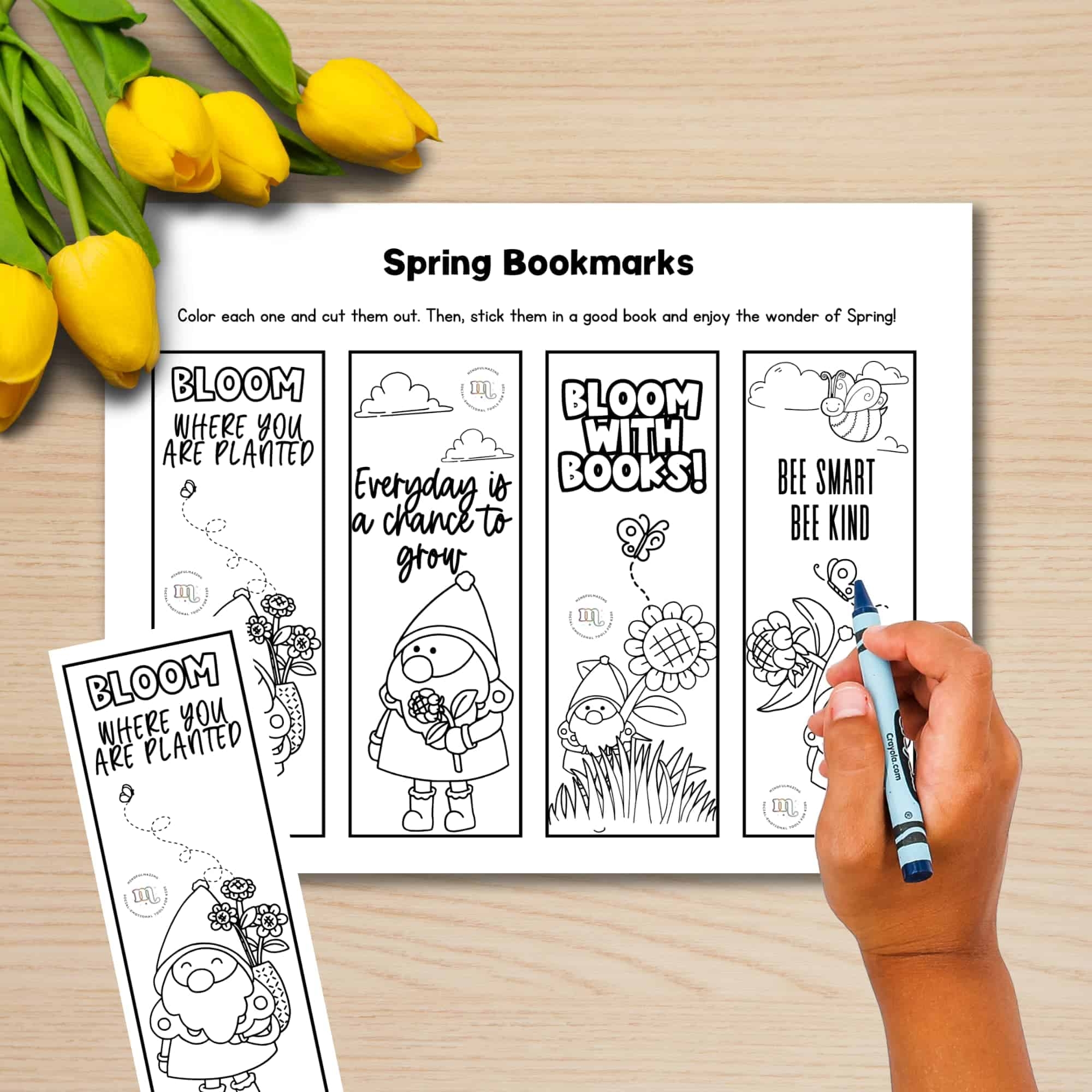 8 Free Printable Spring Coloring Bookmarks For Kids Mindfulmazing