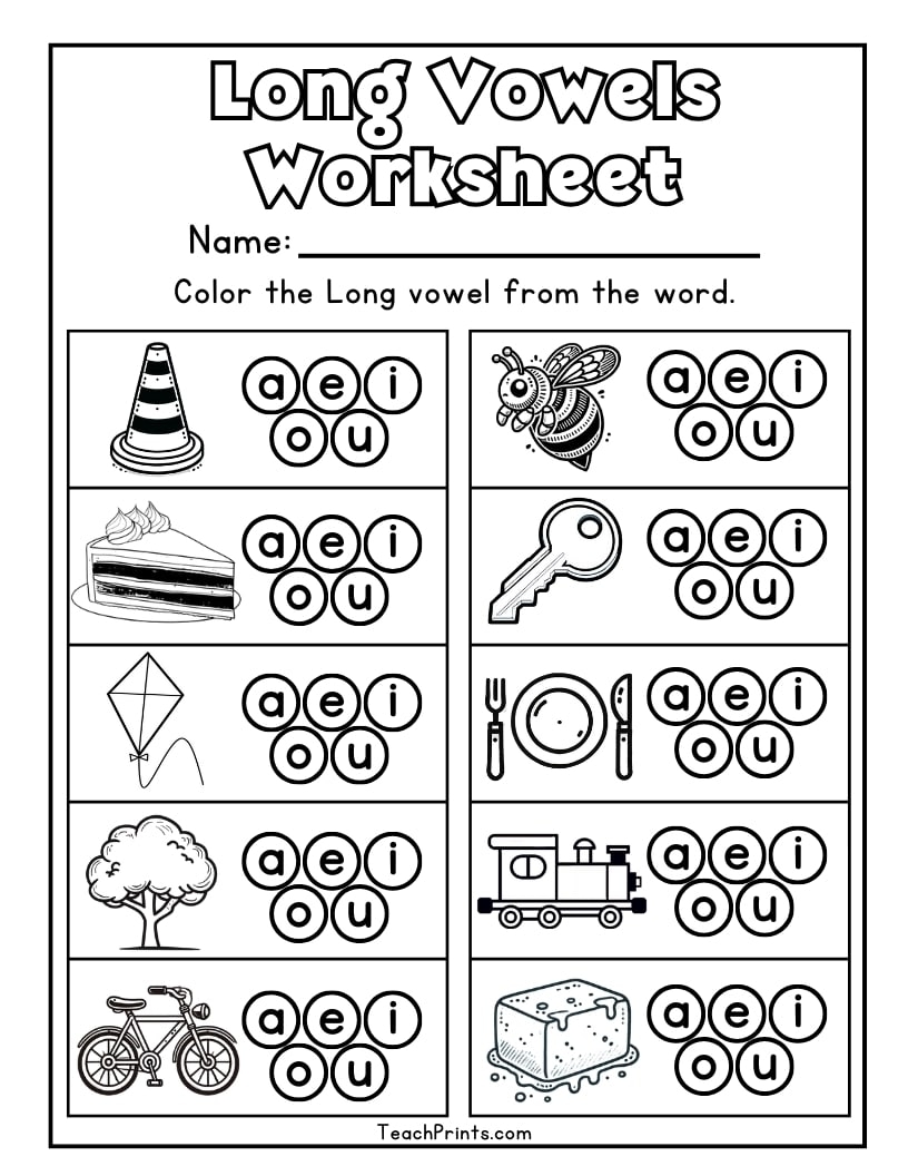 8 Long Vowel Worksheets Free PDF Printables Teach Prints